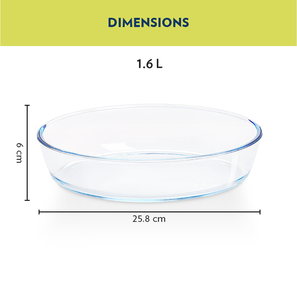 BOROSIL OVAL GLASS BAKING DISH 1.6 LITRE