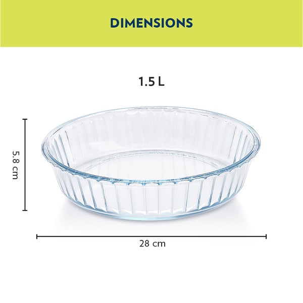 Borosil Fluted Glass Baking Dish 1.5 Litre dimensions