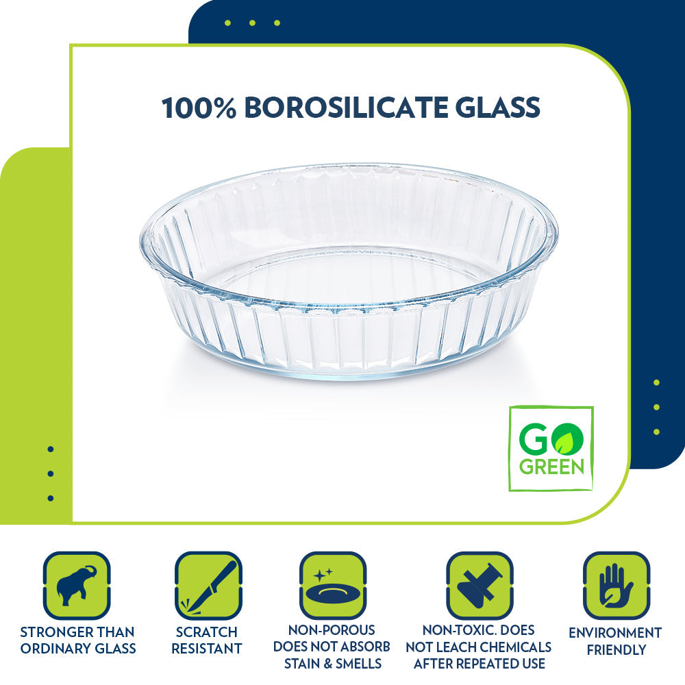 BOROSIL FLUTED GLASS BAKING DISH 1.5 LITRE