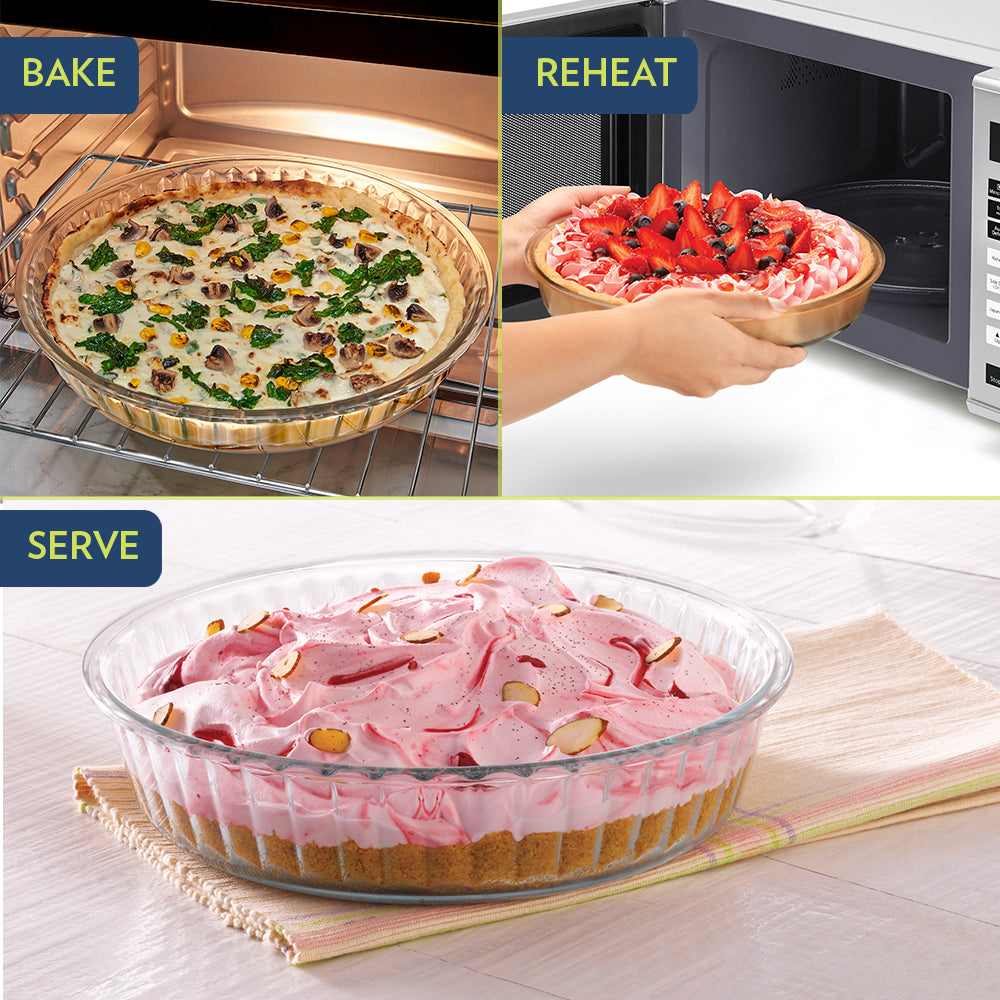 BOROSIL FLUTED GLASS BAKING DISH 1.5 LITRE
