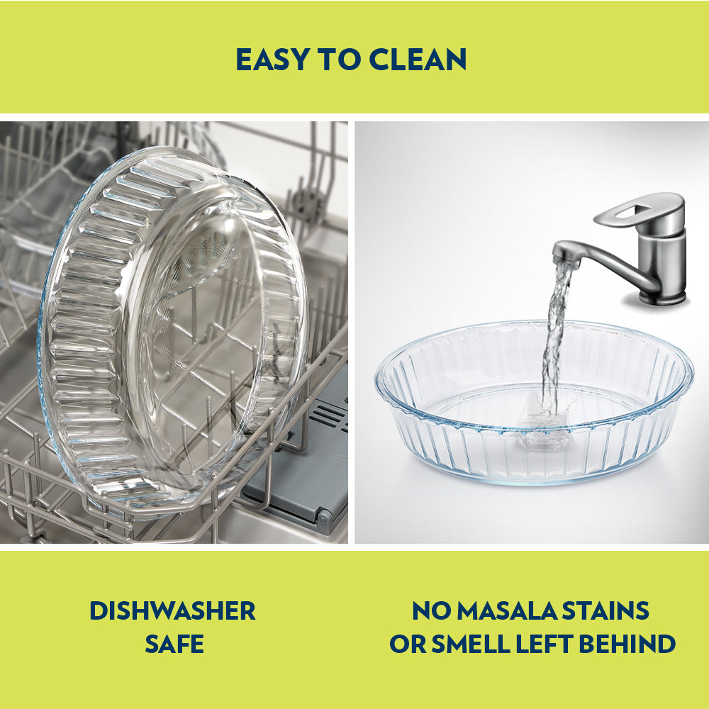 BOROSIL FLUTED GLASS BAKING DISH 1.5 LITRE