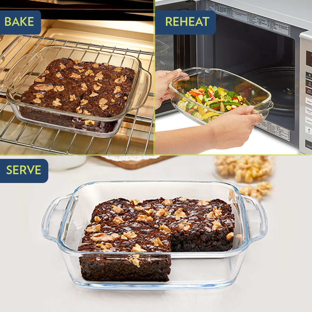 BOROSIL DEEP RECTANGULAR GLASS BAKING DISH 1.5 LITRE