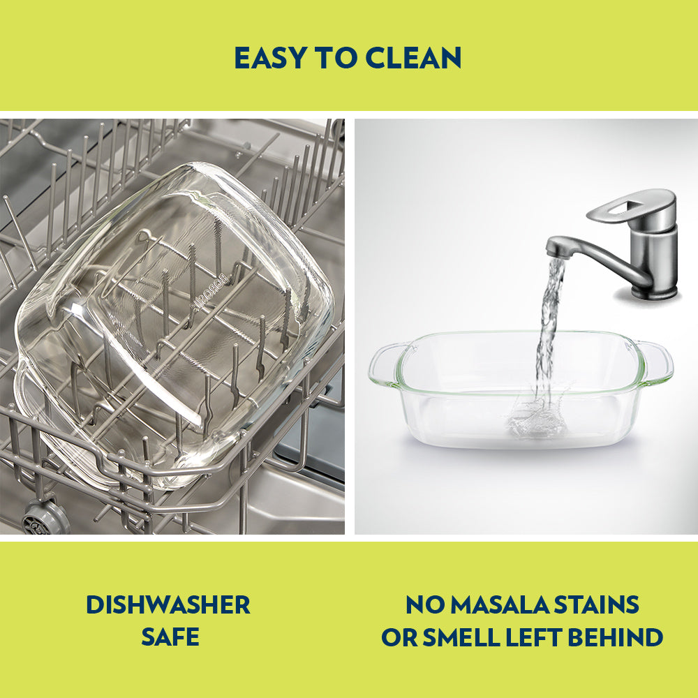 BOROSIL DEEP RECTANGULAR GLASS BAKING DISH 1.5 LITRE