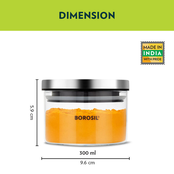 Borosil Glass Classic Jar 300 Ml dimensions