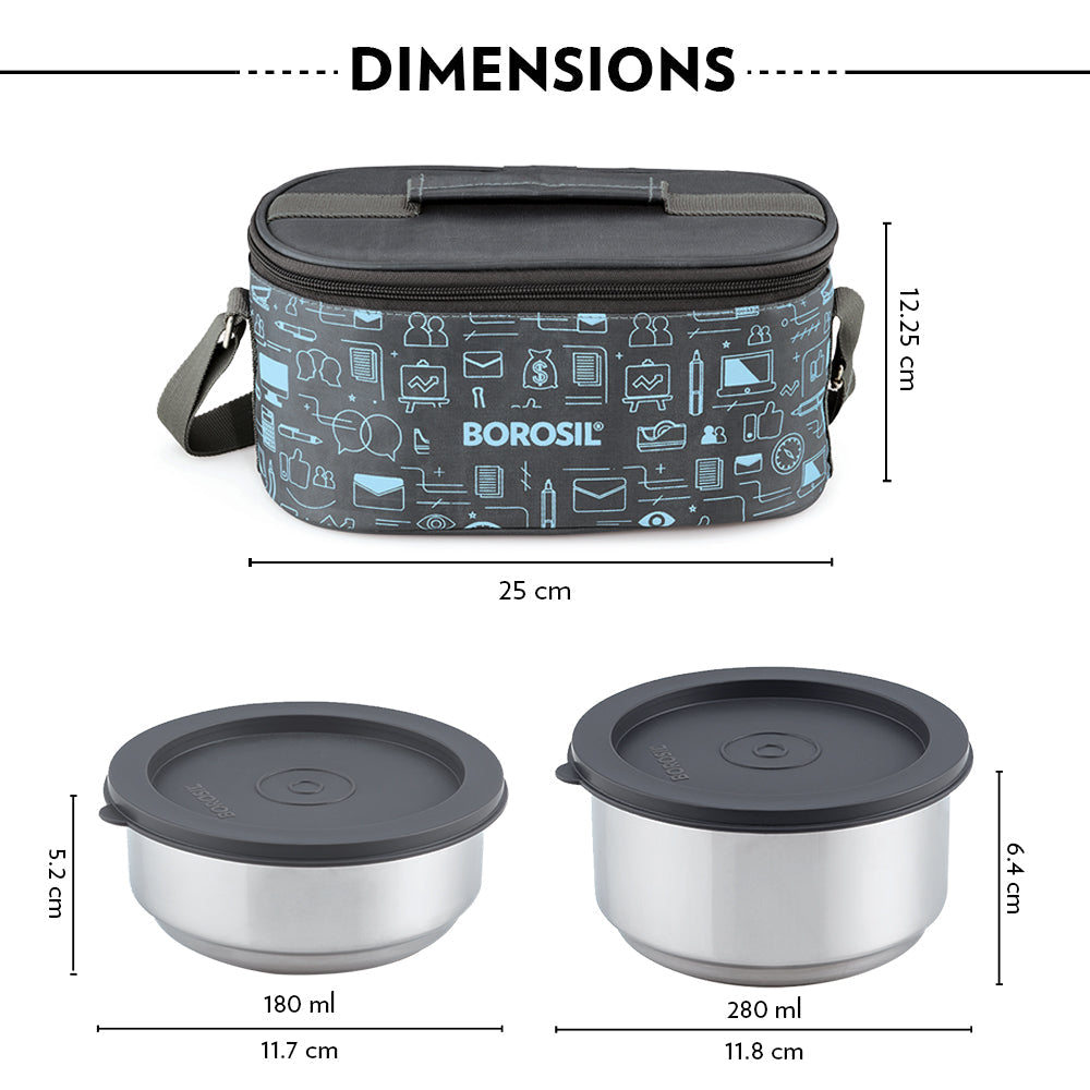BOROSIL STAINLESS STEEL INSULATED LUNCH BOX SET OF 4