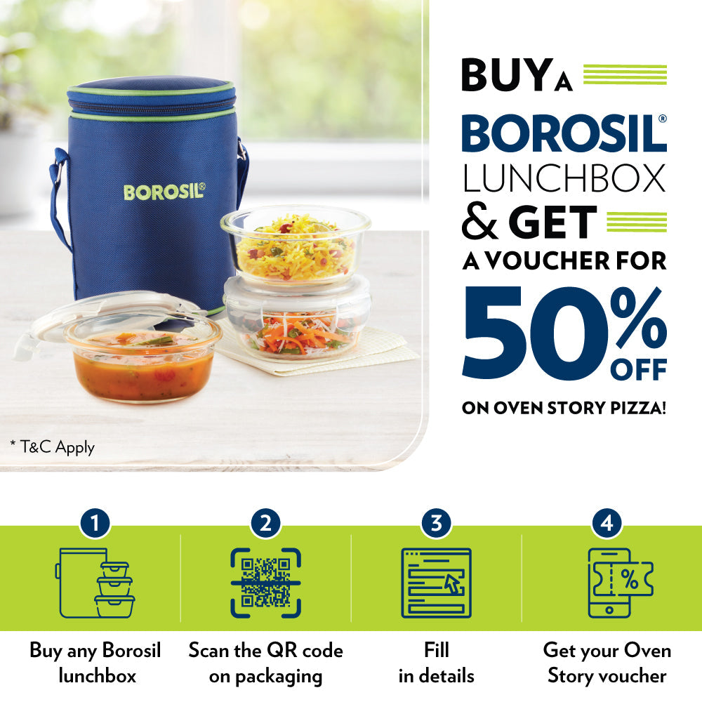 BOROSIL STAINLESS STEEL INSULATED LUNCH BOX SET OF 4
