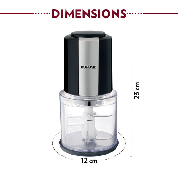 Borosil Chefdelite 300 Watt Chopper Black dimensions