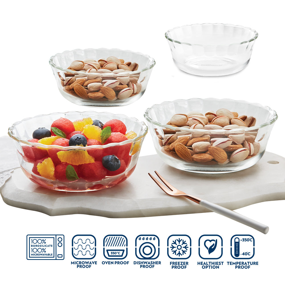 Borosil Set of 4 Microwavable Designer Bowl