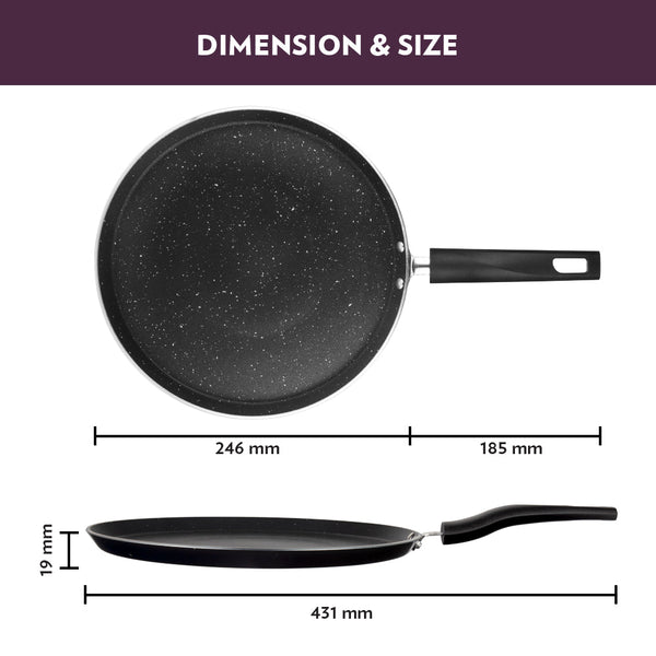 Borosil Granito Nonstick Induction Bottom Flat Tawa dimensions