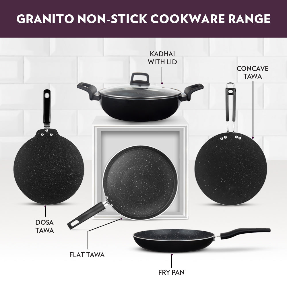 BOROSIL GRANITO NONSTICK INDUCTION BOTTOM FLAT TAWA 28 CM