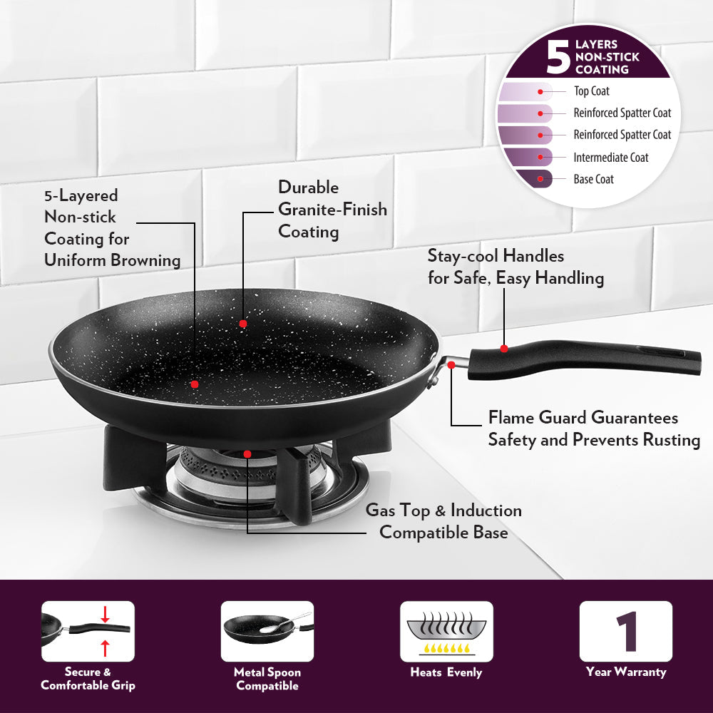 BOROSIL GRANITO NONSTICK INDUCTION BOTTOM FRY PAN 24 CM