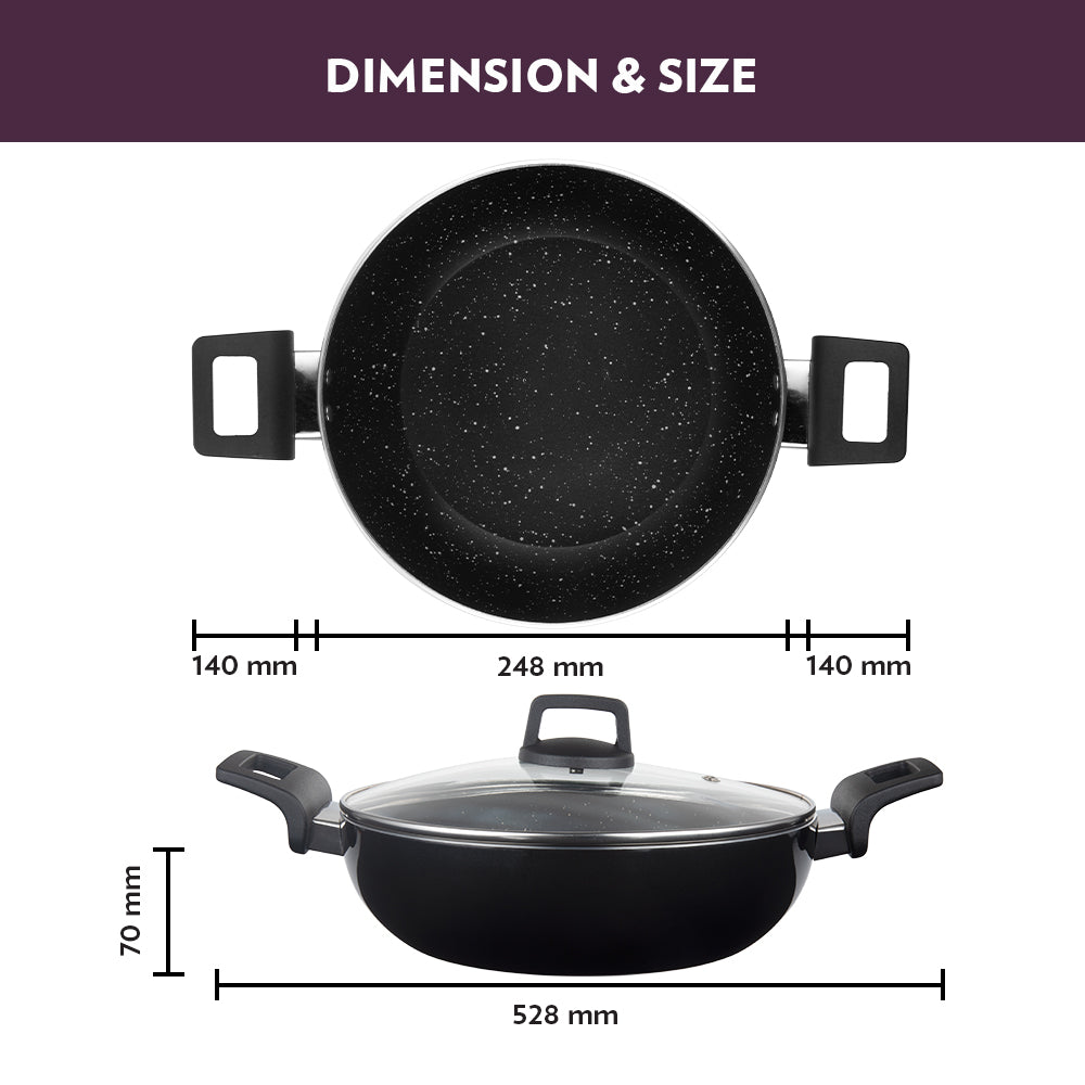 BOROSIL GRANITO NONSTICK INDUCTION BOTTOM KADAI W LID 24 CM
