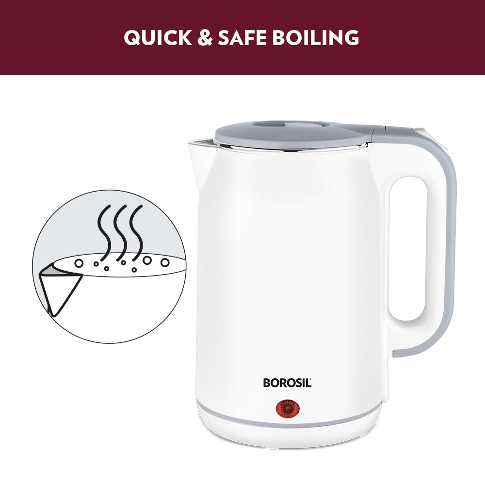 BOROSIL COOLTOUCH STAINLESS STEEL KETTLE   1.8 LITRE