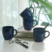Hygge Studio Pottery Stoneware Coffee Mug Set of 4 in Navy Blue Colour by Living Essence - HomeTown
