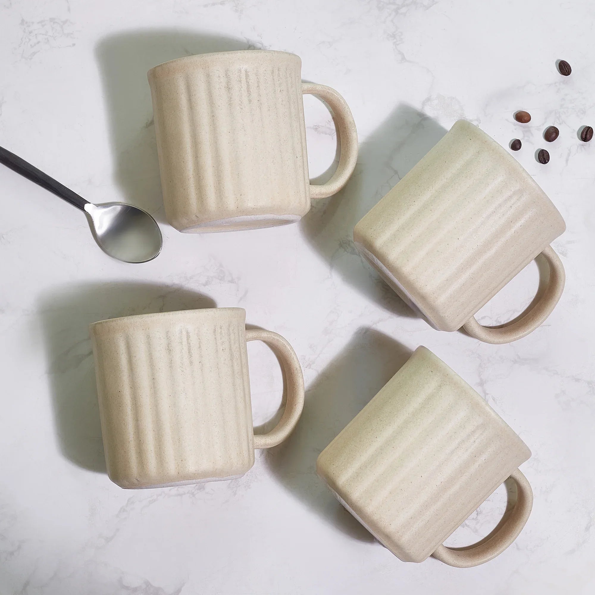 Living Essence WabiSabi Mustard Mug Set of 4Pcs - HomeTown