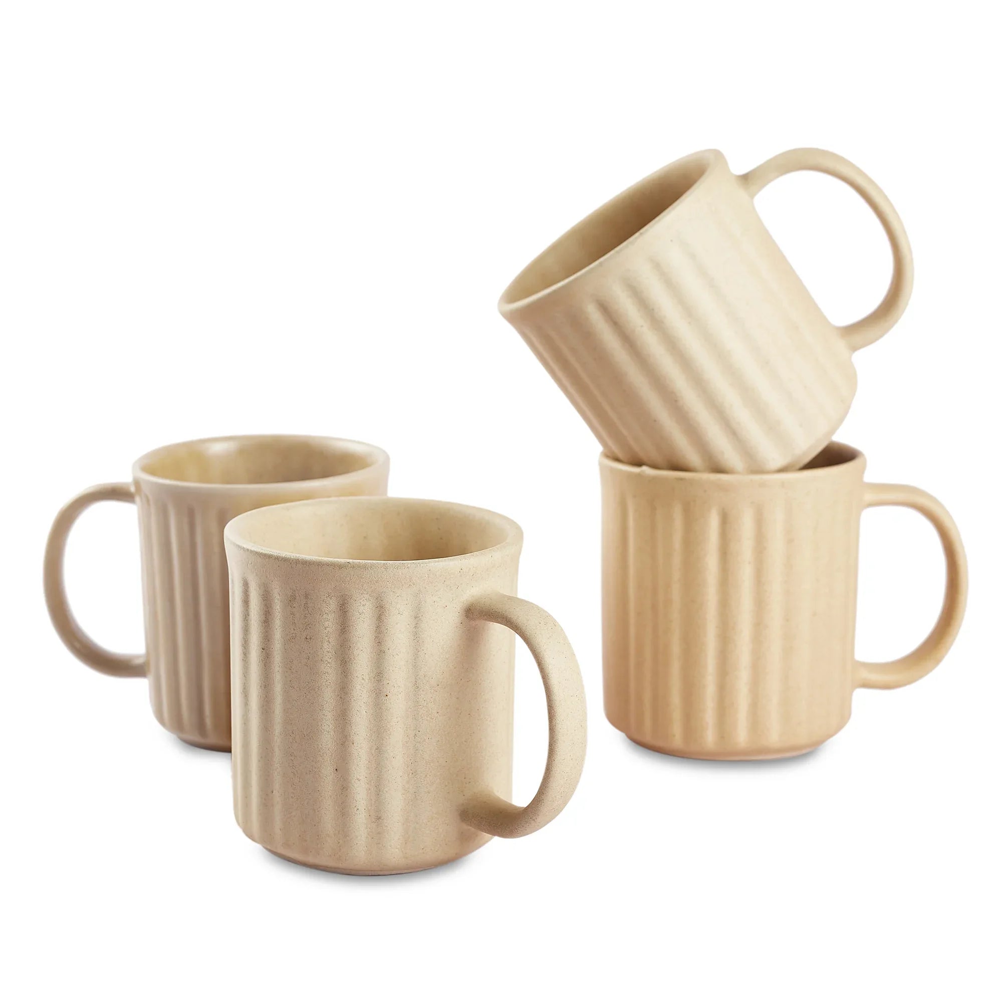 Living Essence WabiSabi Mustard Mug Set of 4Pcs - HomeTown