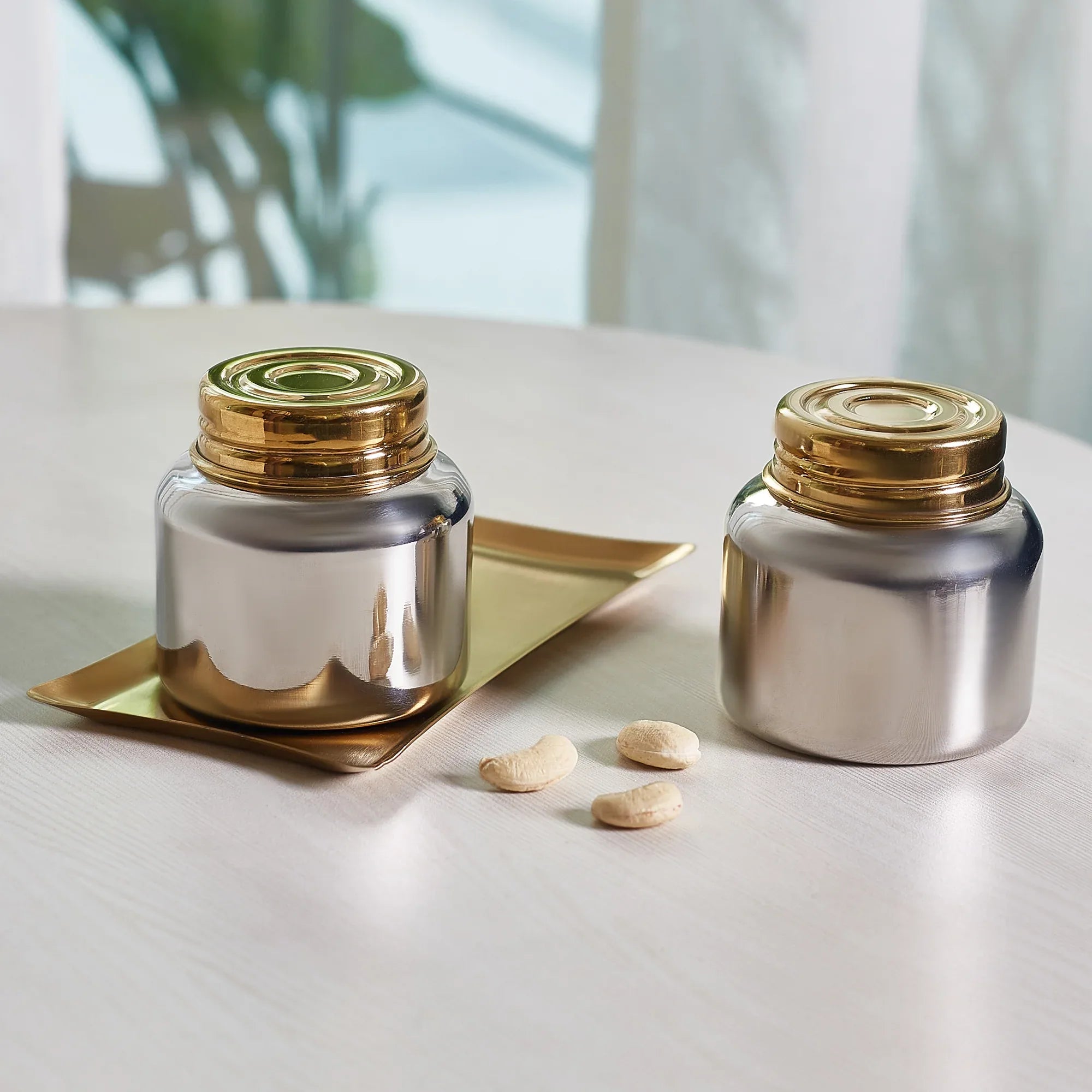 Sapphire Stainless Steel Serving Set Small in Gold & Silver Colour by Living Essence - HomeTown
