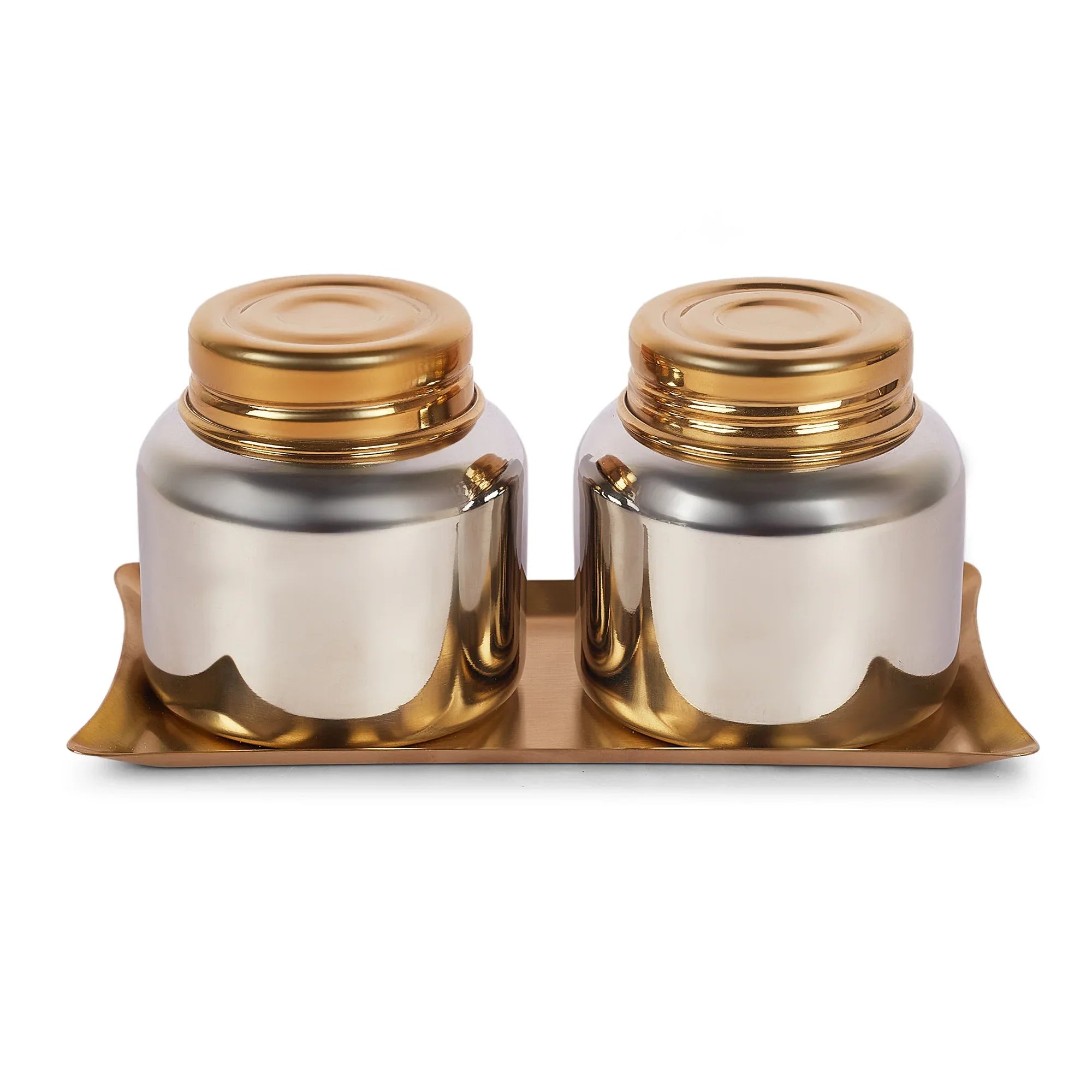 Sapphire Stainless Steel Serving Set Small in Gold & Silver Colour by Living Essence - HomeTown