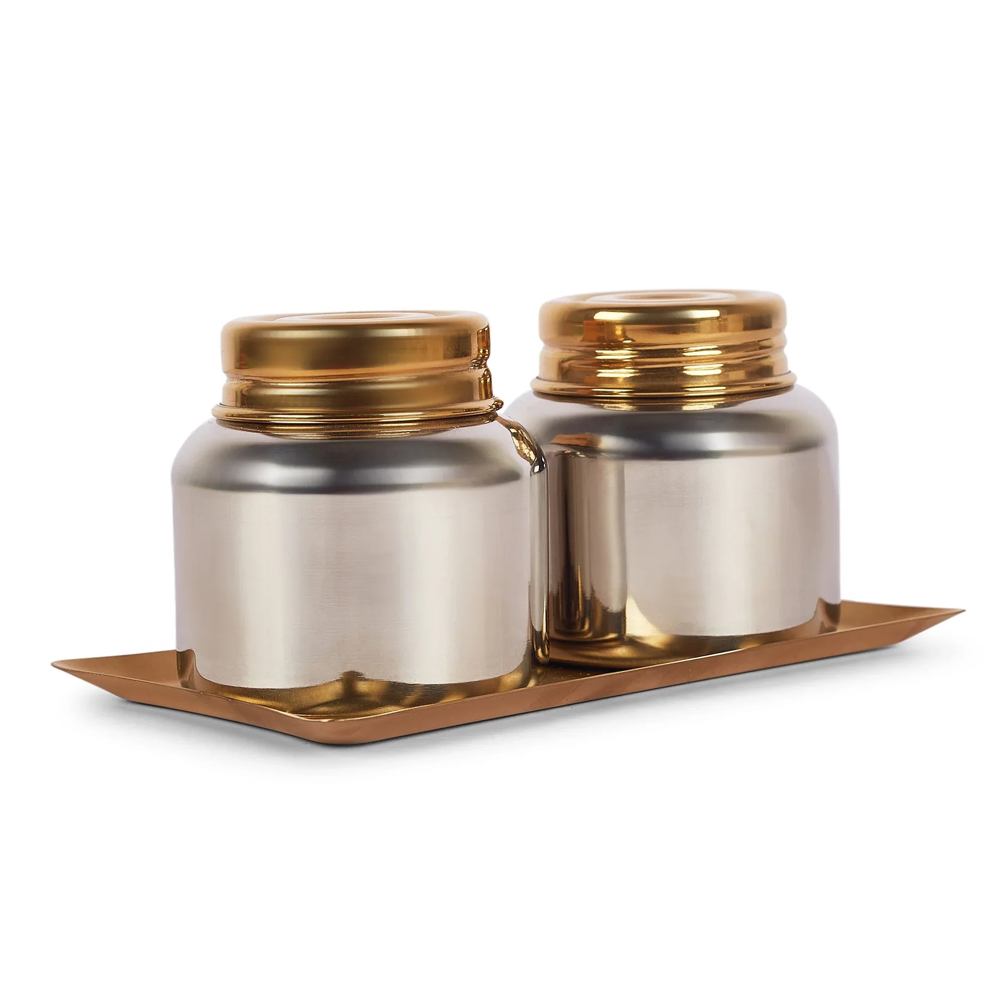 Sapphire Stainless Steel Serving Set Small in Gold & Silver Colour by Living Essence - HomeTown