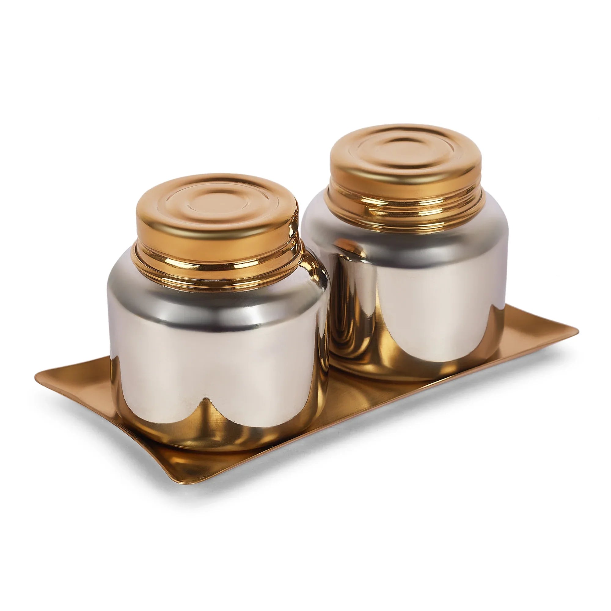 Sapphire Stainless Steel Serving Set Small in Gold & Silver Colour by Living Essence - HomeTown