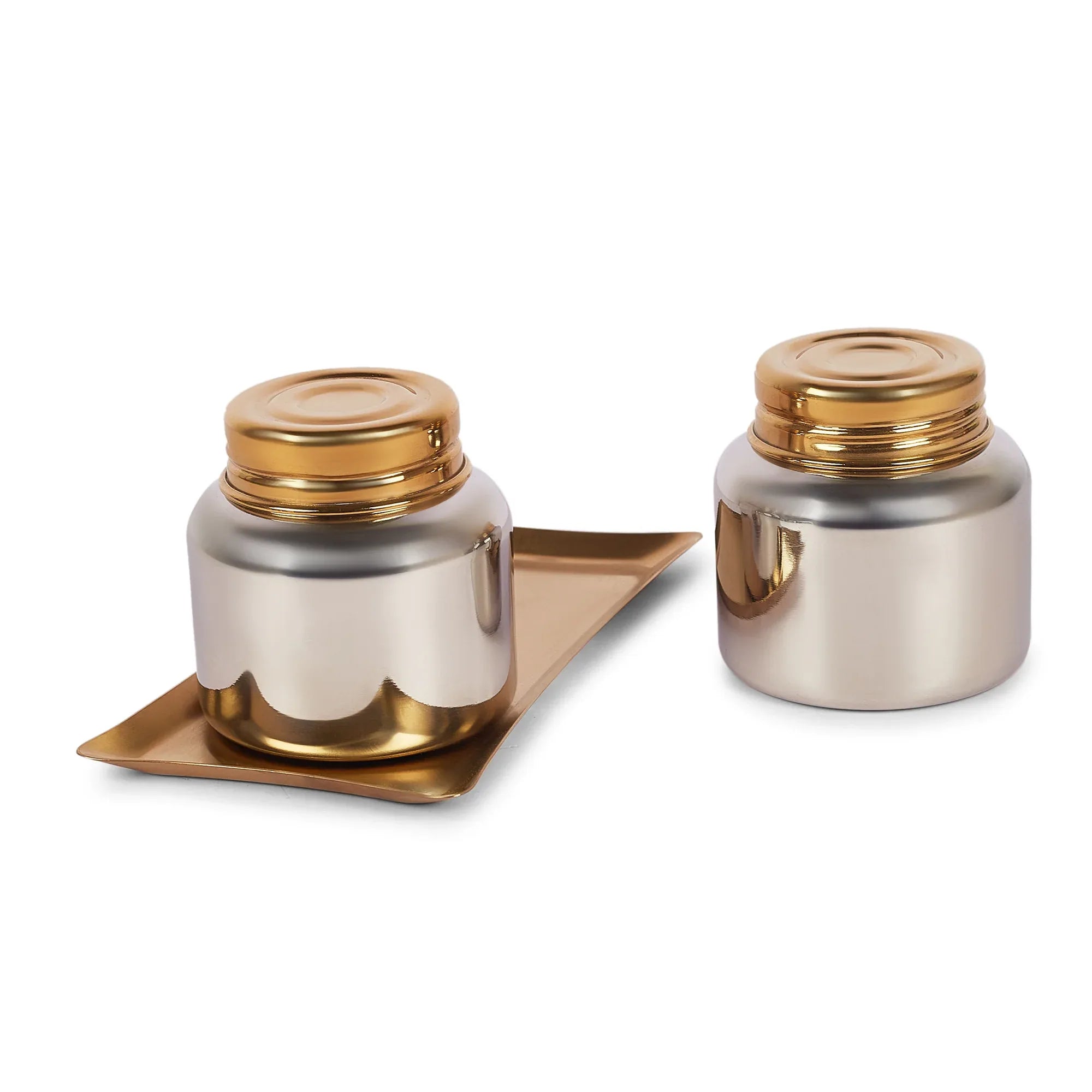 Sapphire Stainless Steel Serving Set Small in Gold & Silver Colour by Living Essence - HomeTown