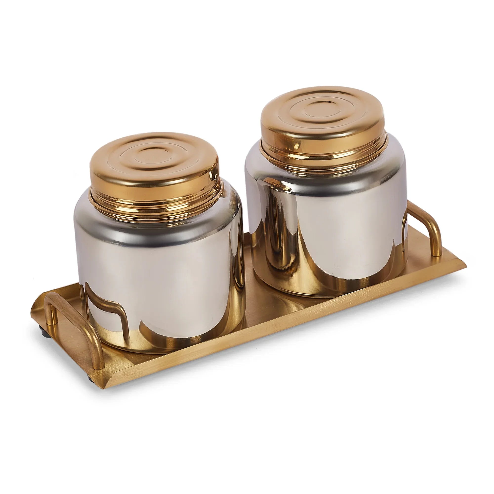 Sapphire Stainless Steel Serving Set Large in Gold & Silver Colour by Living Essence - HomeTown