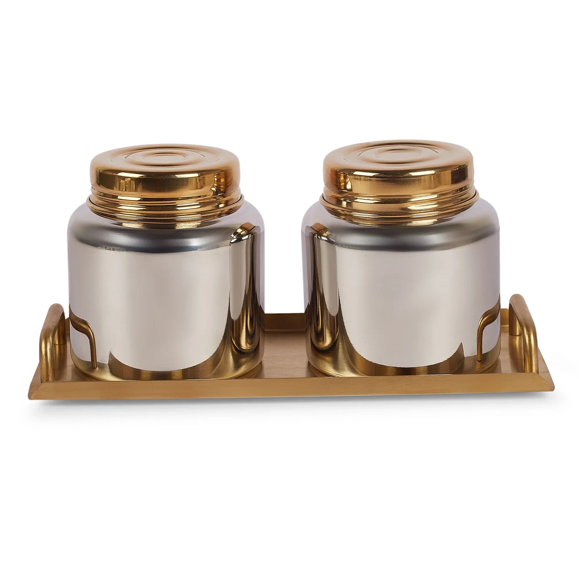 Sapphire Stainless Steel Serving Set Large in Gold & Silver Colour by Living Essence - HomeTown