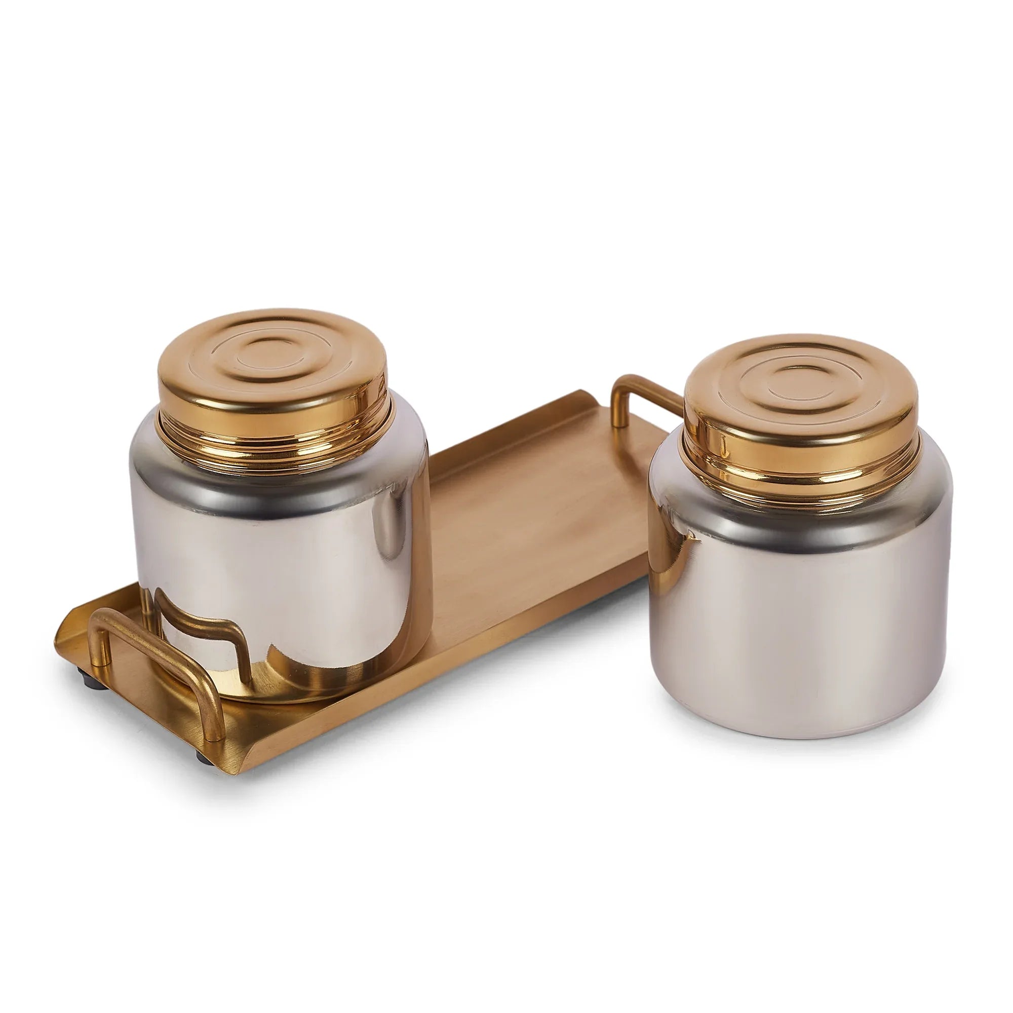 Sapphire Stainless Steel Serving Set Large in Gold & Silver Colour by Living Essence - HomeTown