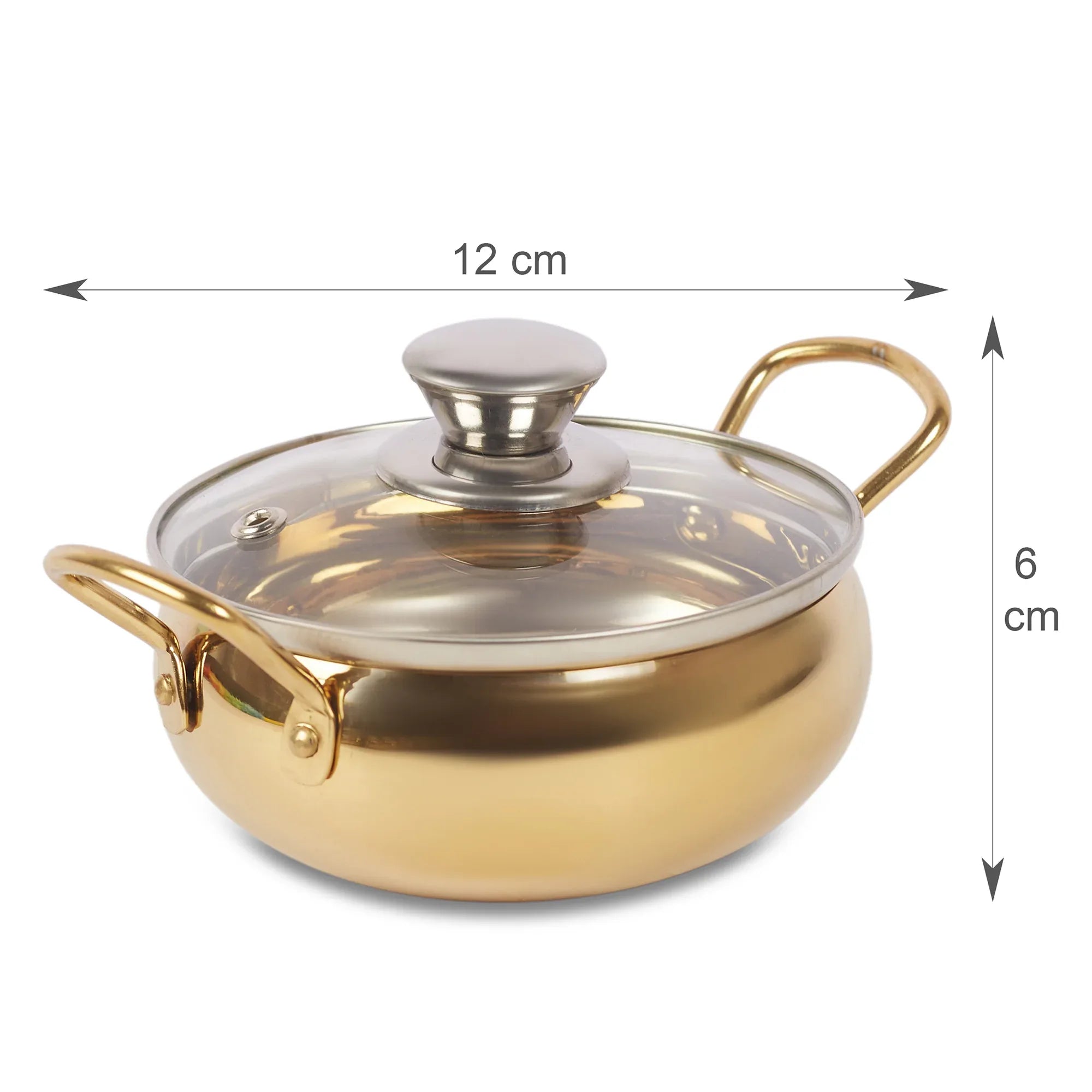 Sapphire Stainless Steel Serving Handi Set of 2 in Gold & Silver Colour by Living Essence - HomeTown