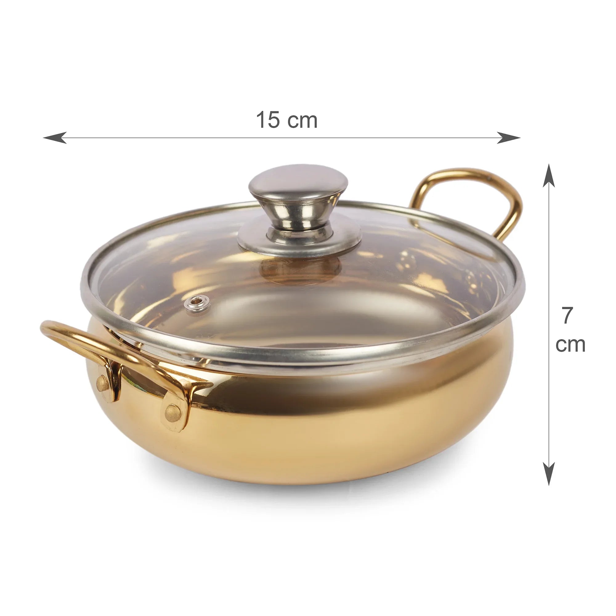 Sapphire Stainless Steel Serving Handi Set of 2 in Gold & Silver Colour by Living Essence - HomeTown