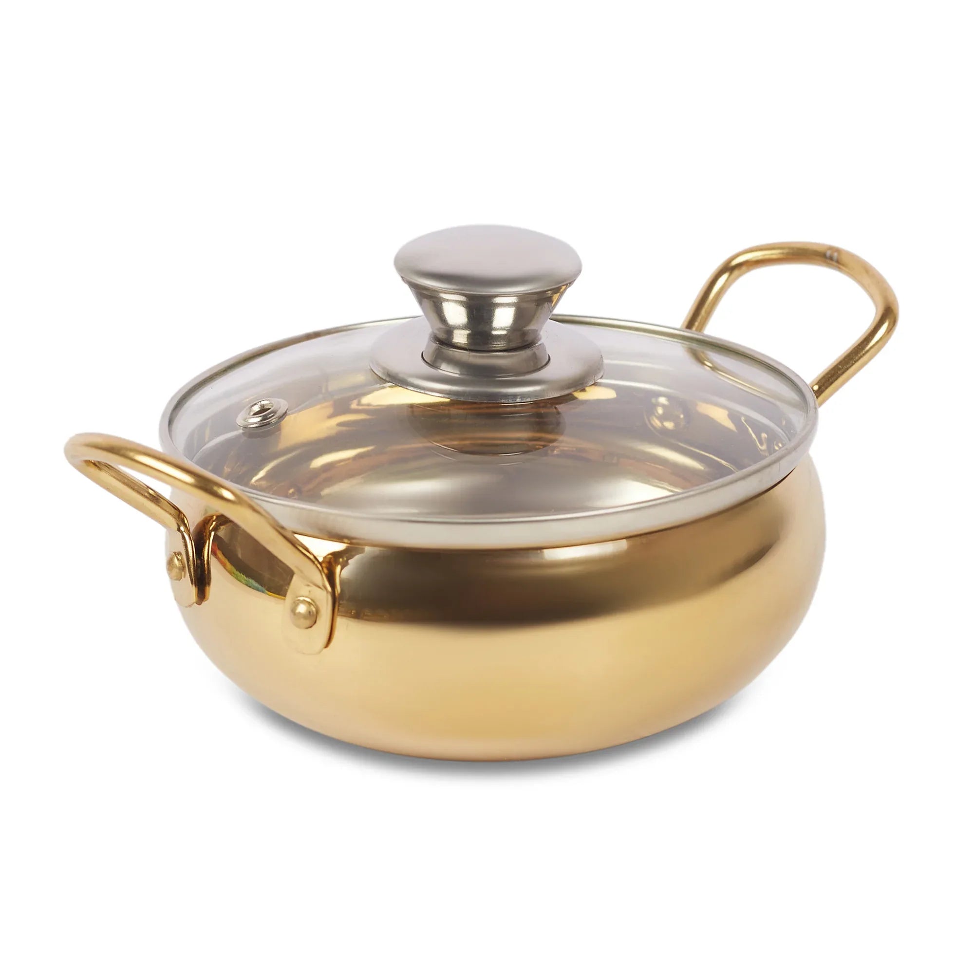 Sapphire Stainless Steel Serving Handi Set of 2 in Gold & Silver Colour by Living Essence - HomeTown