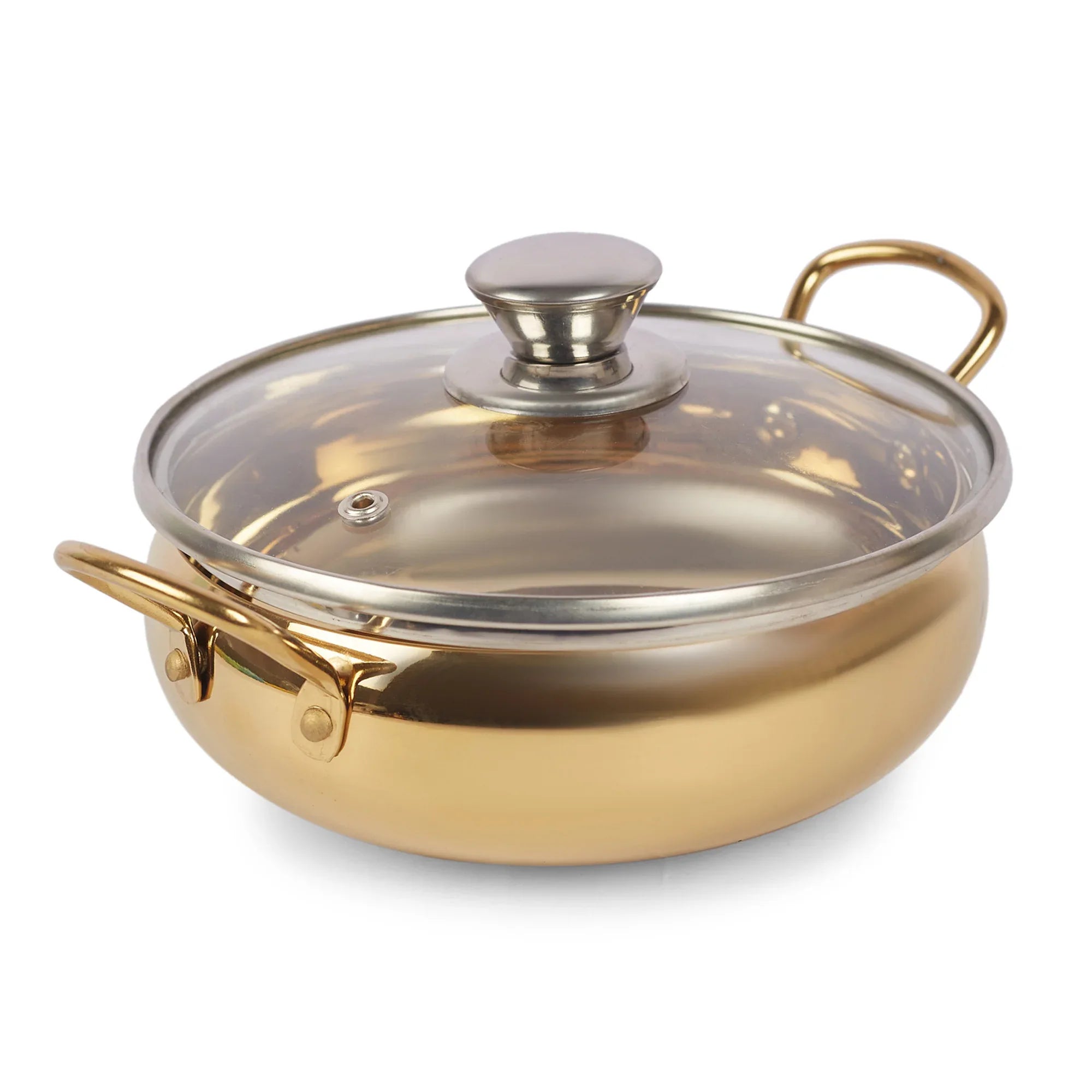 Sapphire Stainless Steel Serving Handi Set of 2 in Gold & Silver Colour by Living Essence - HomeTown