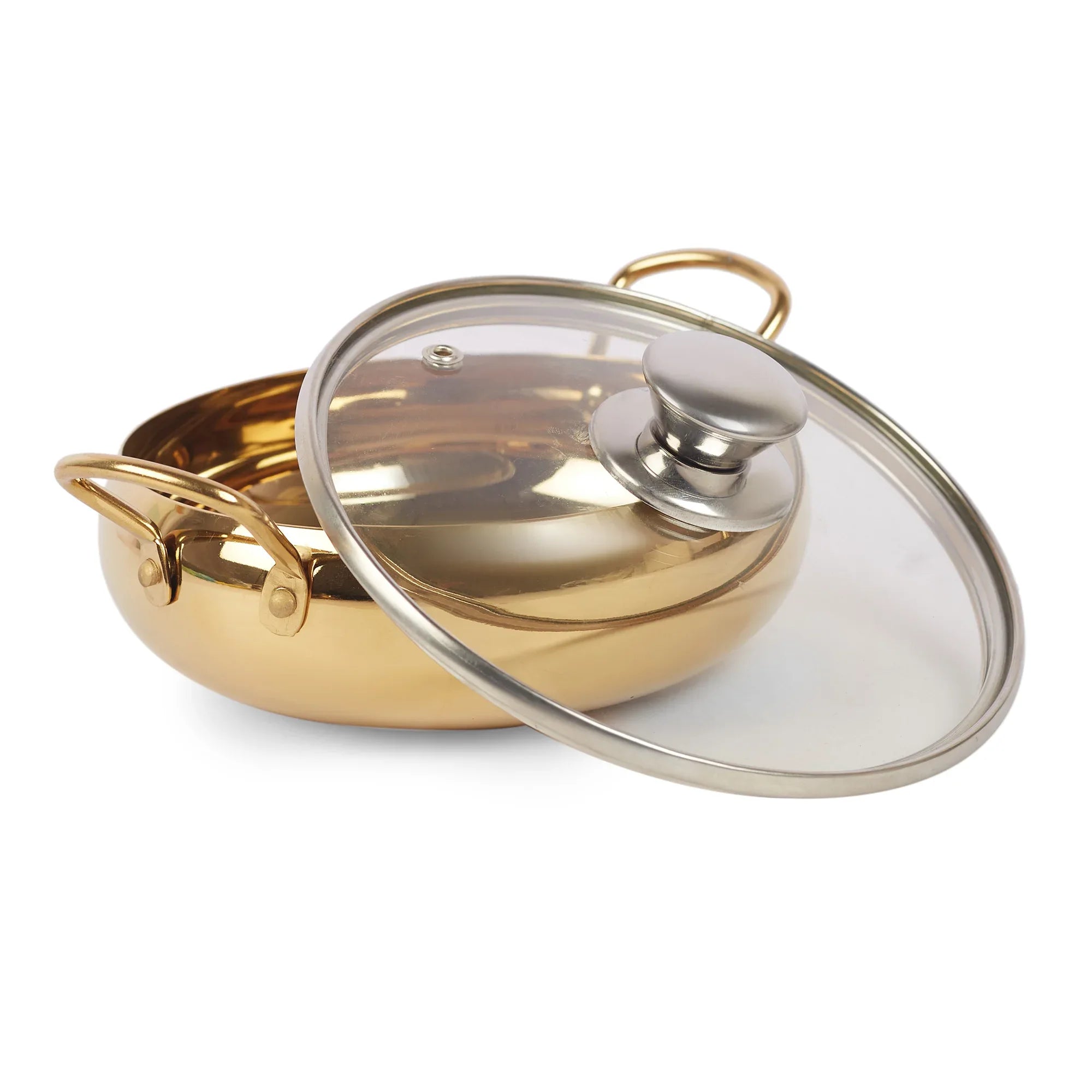 Sapphire Stainless Steel Serving Handi Set of 2 in Gold & Silver Colour by Living Essence - HomeTown