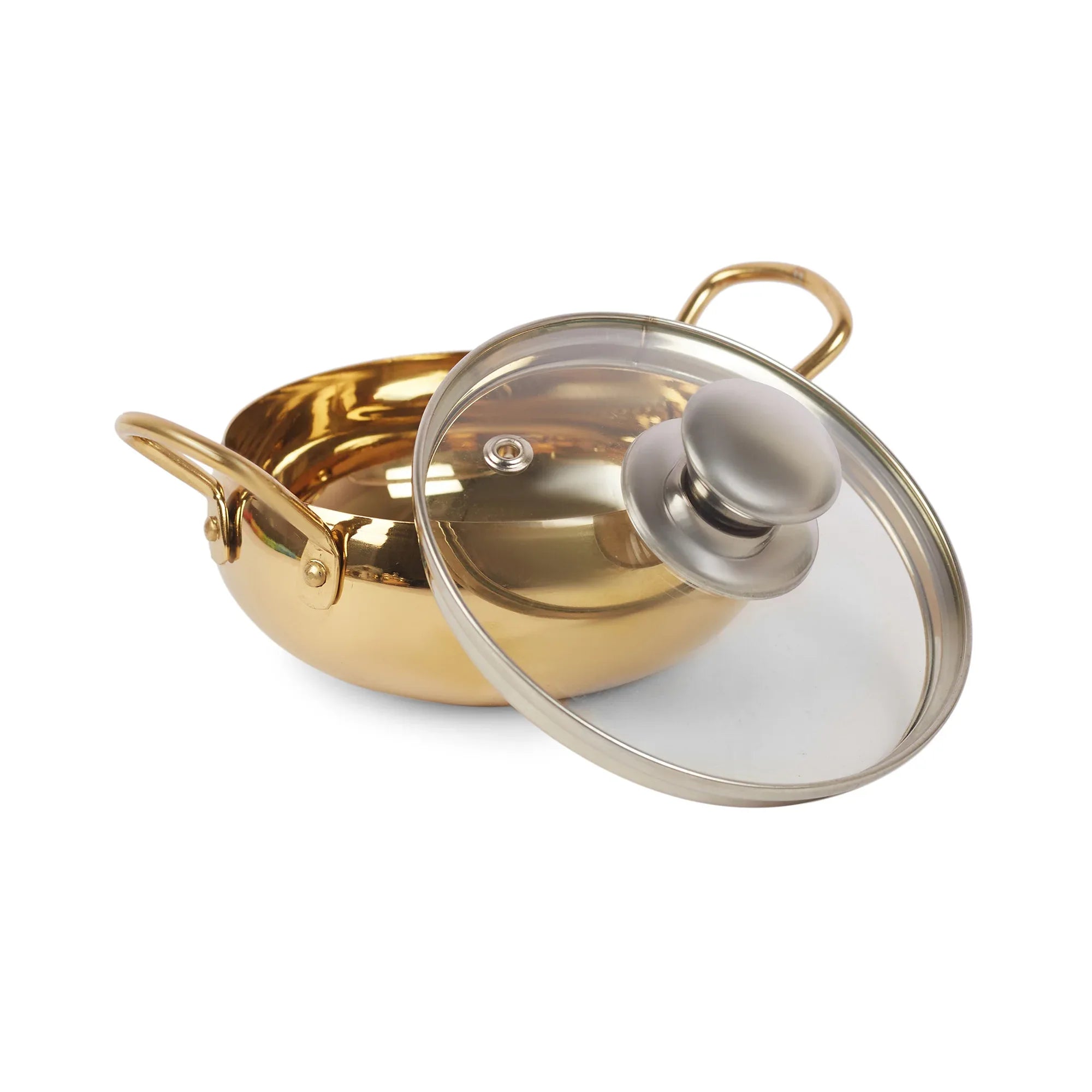 Sapphire Stainless Steel Serving Handi Set of 2 in Gold & Silver Colour by Living Essence - HomeTown