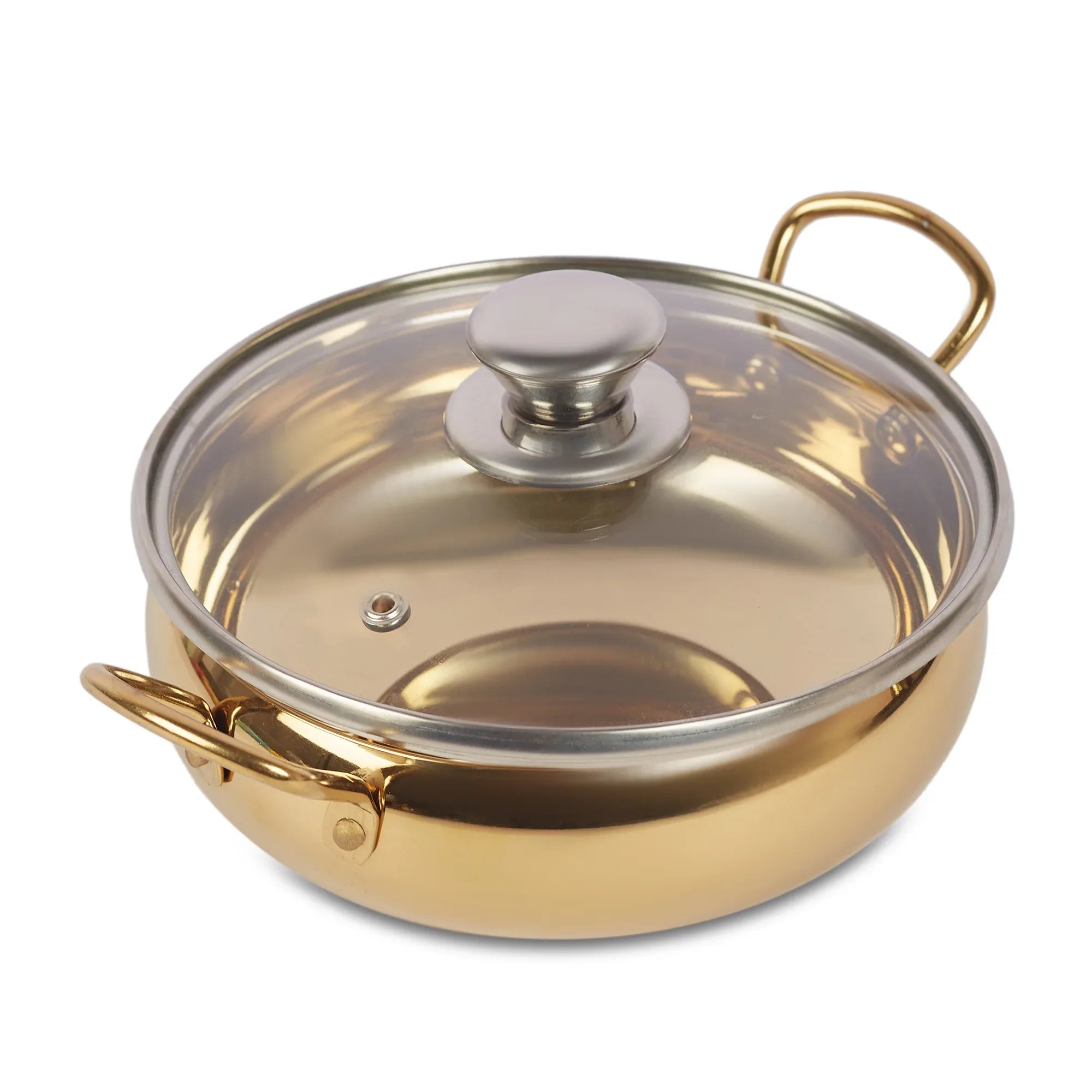 Sapphire Stainless Steel Serving Handi Set of 2 in Gold & Silver Colour by Living Essence - HomeTown