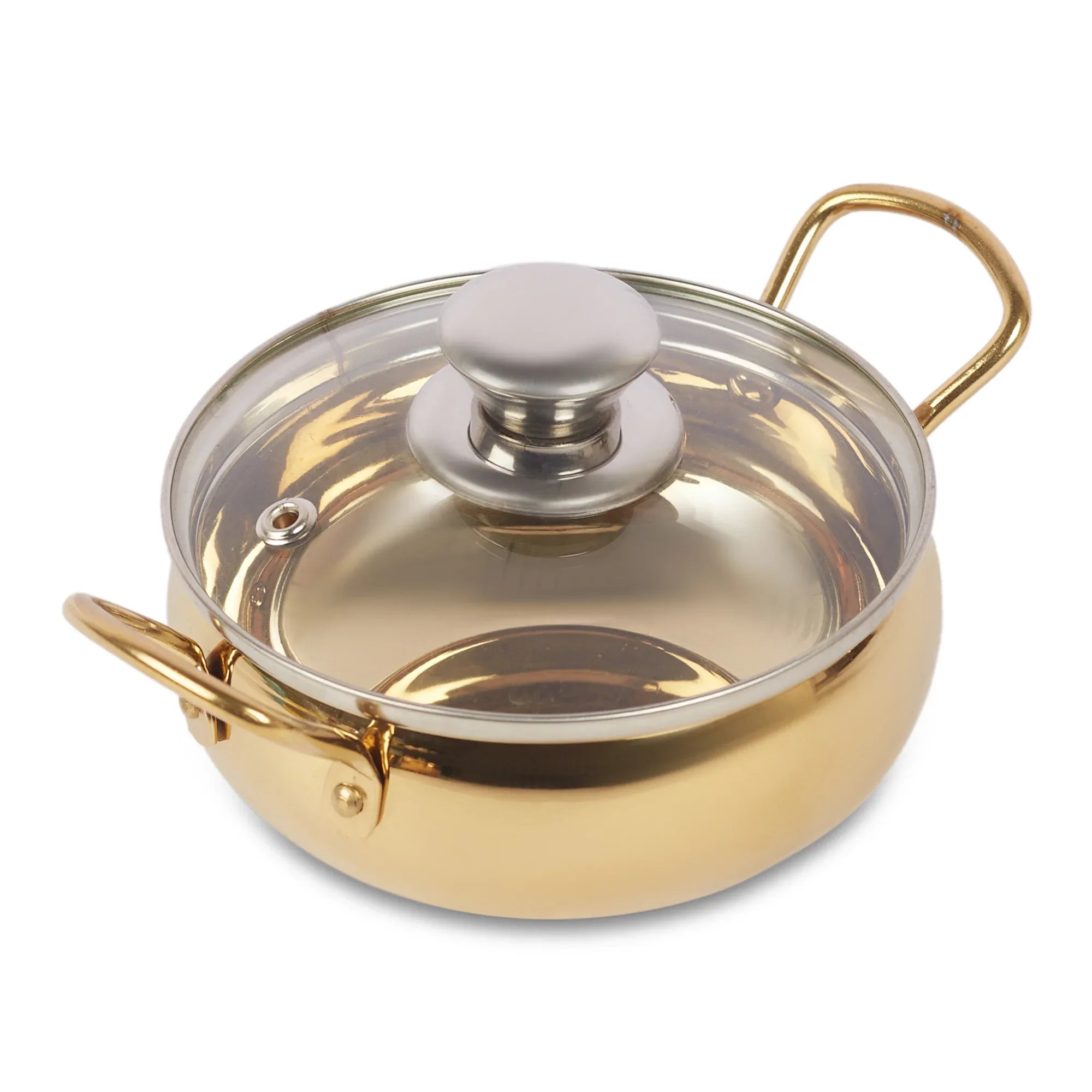 Sapphire Stainless Steel Serving Handi Set of 2 in Gold & Silver Colour by Living Essence - HomeTown