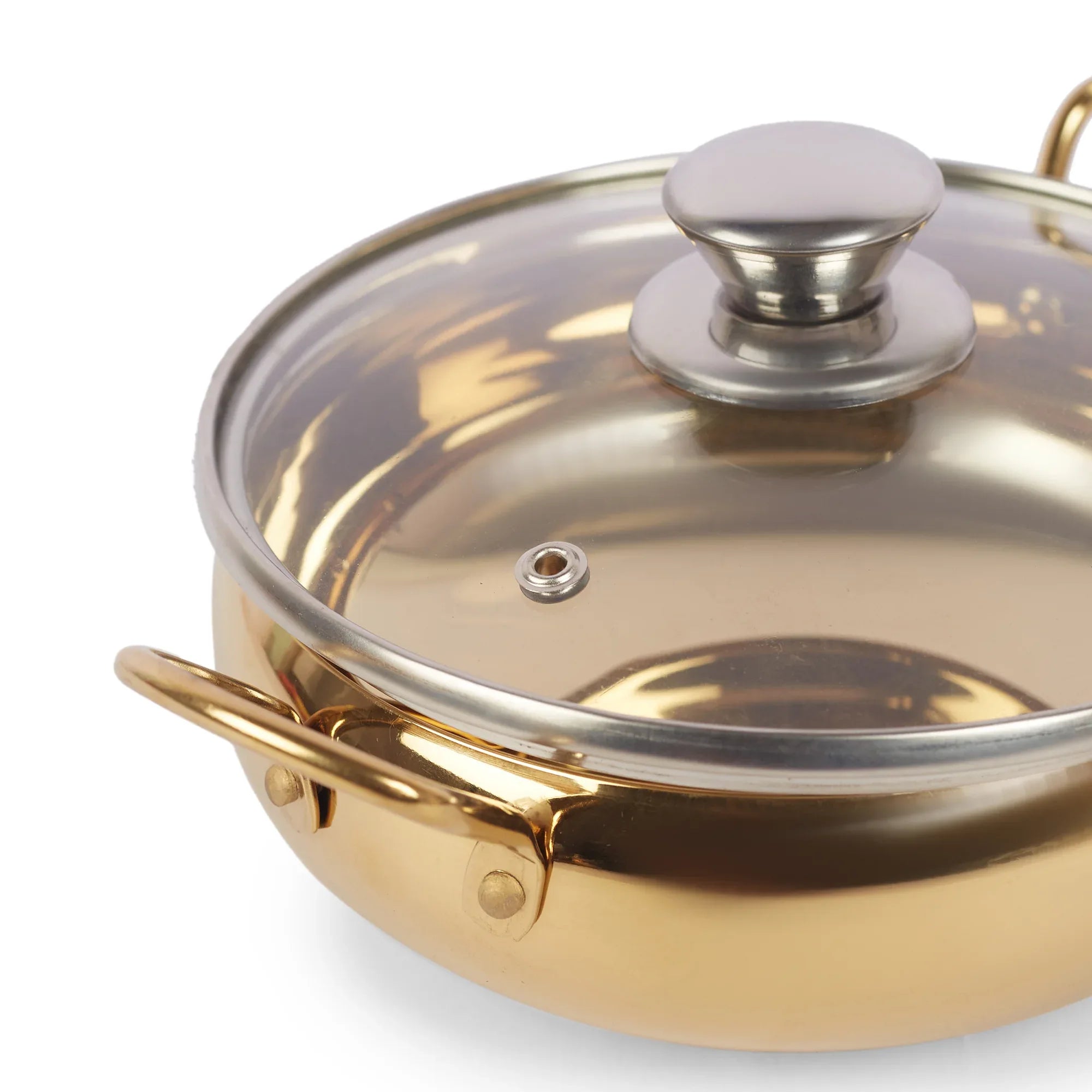 Sapphire Stainless Steel Serving Handi Set of 2 in Gold & Silver Colour by Living Essence - HomeTown