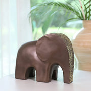 Miraya Contemporary Textured Elephant Polyresin Hand Finished Figurine Bronze 24cm by Living Essence - HomeTown