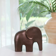Miraya Contemporary Textured Elephant Polyresin Hand Finished Figurine Bronze 19cm by Living Essence - HomeTown