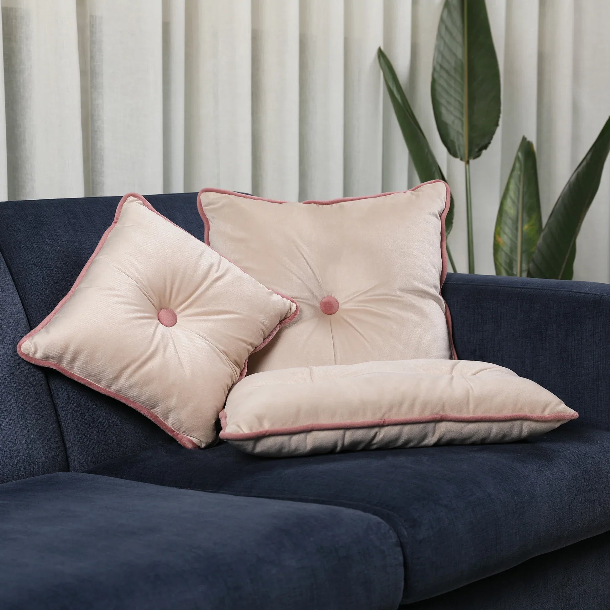 Sofa Soft Pink Velvet Cushions Velvet Solid Dori Filled Cushion