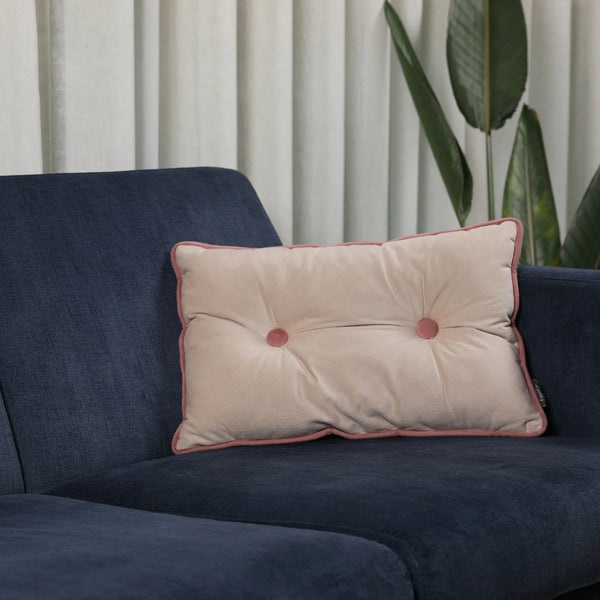 Velvet Solid Dori Filled Cushion Beige, 30X45cm dimensions