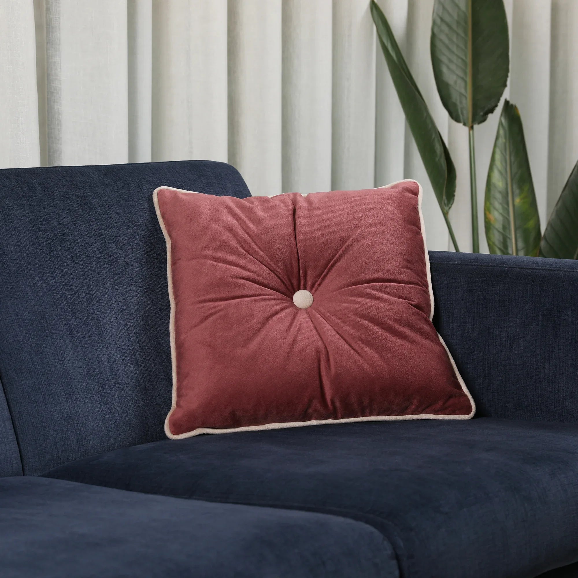 Velvet Solid Dori Filled Cushion Rose, 40X40cm - HomeTown