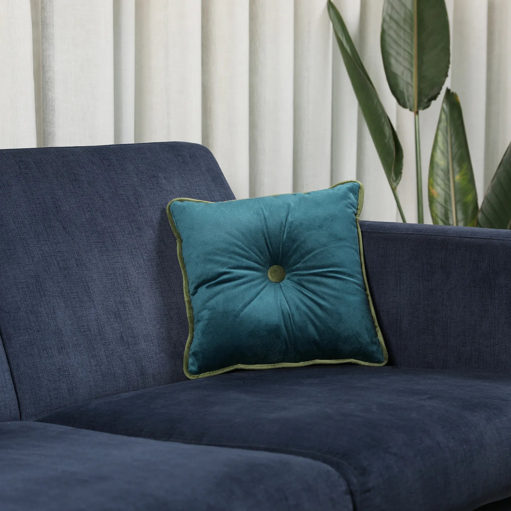 Velvet Solid Dori Filled Cushion Aqua, 30X30cm - HomeTown