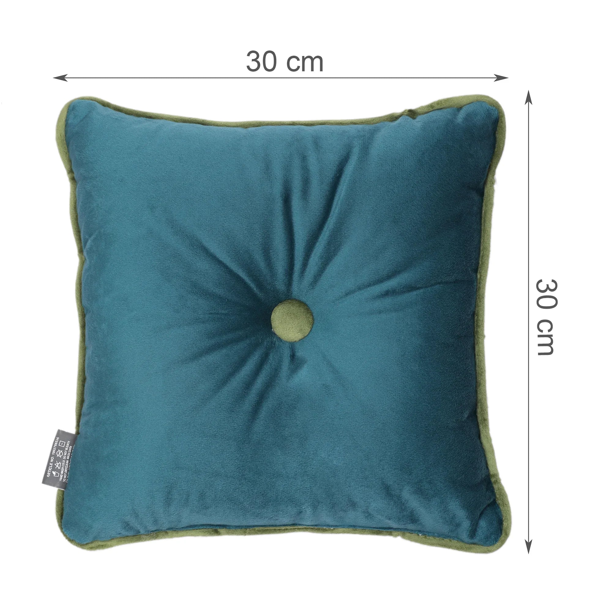 Velvet Solid Dori Filled Cushion Aqua, 30X30cm - HomeTown