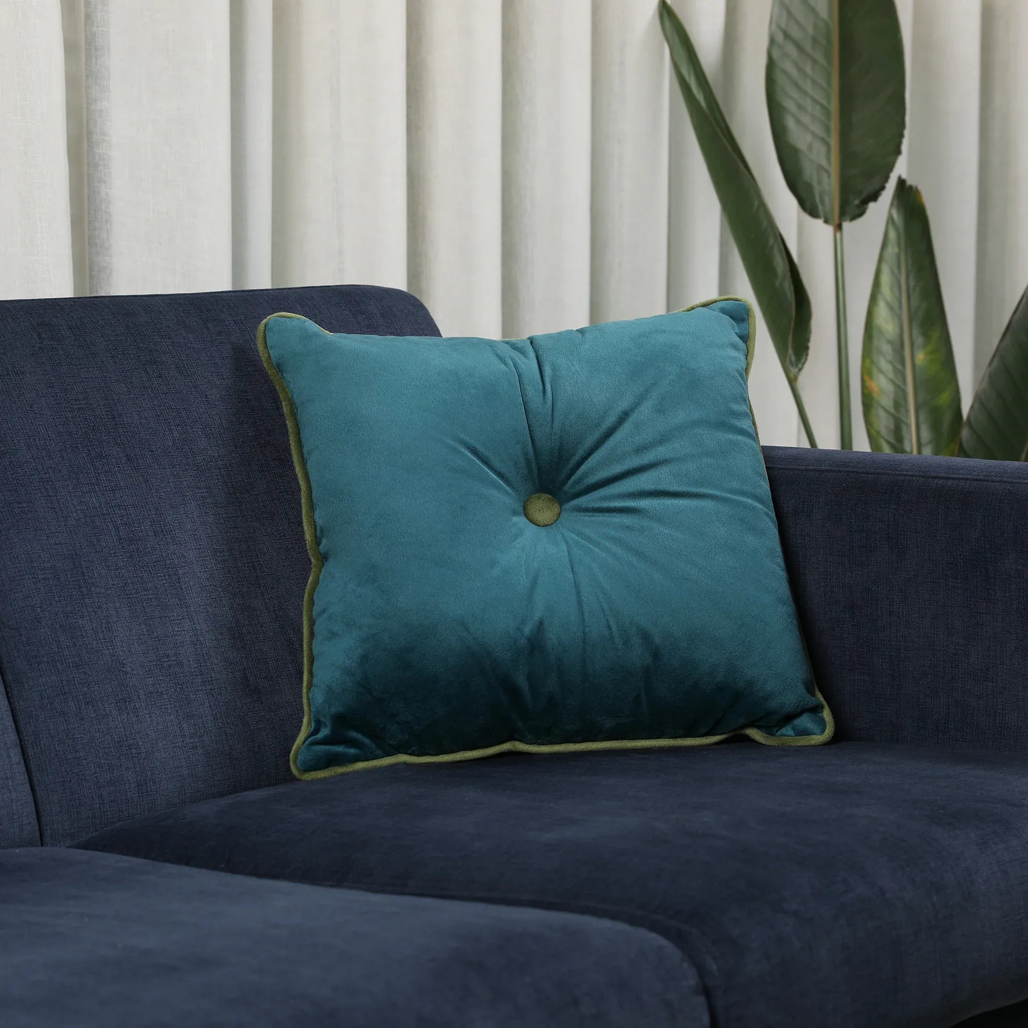Velvet Solid Dori Filled Cushion Aqua, 40X40cm - HomeTown