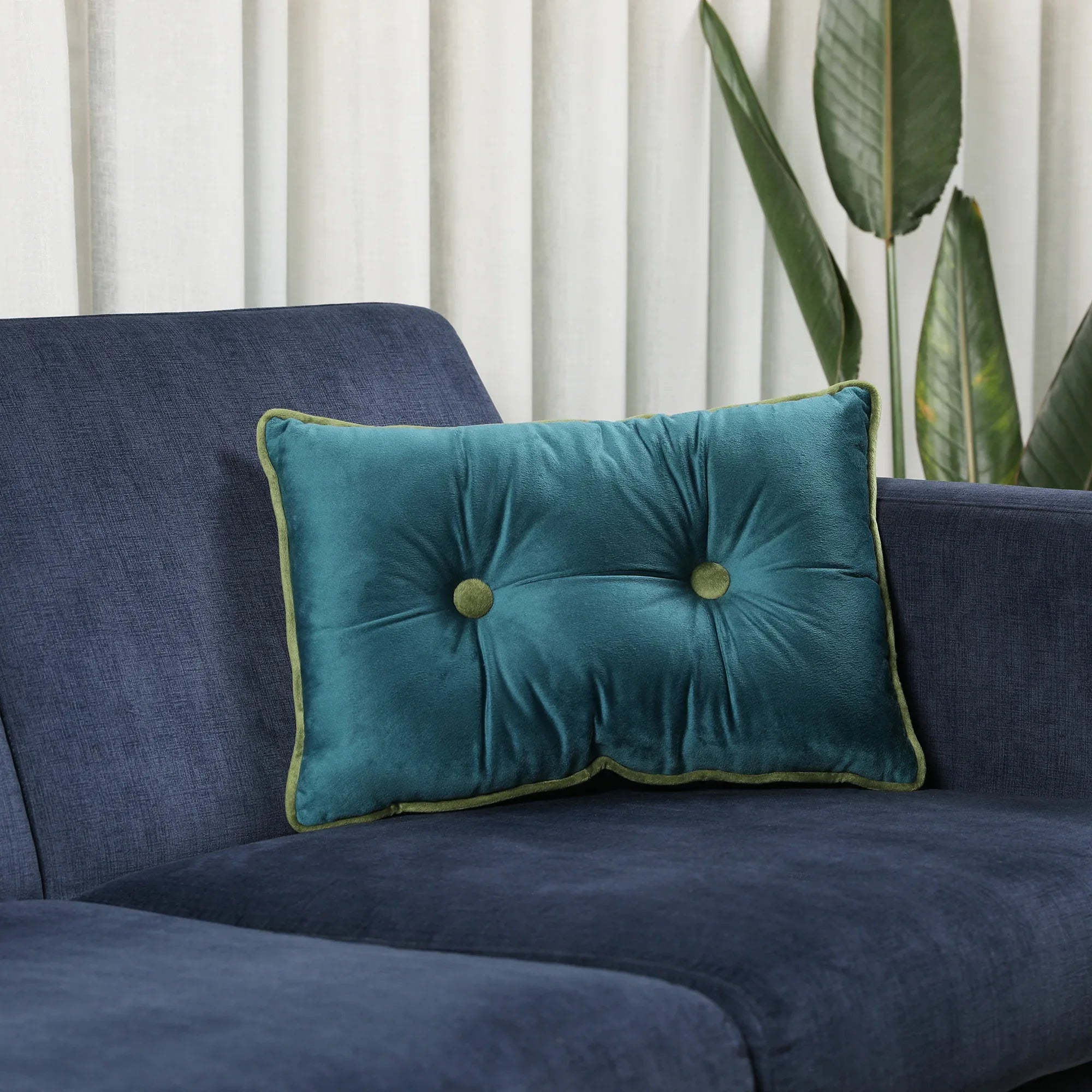 Velvet Solid Dori Filled Cushion Aqua, 30X45cm - HomeTown