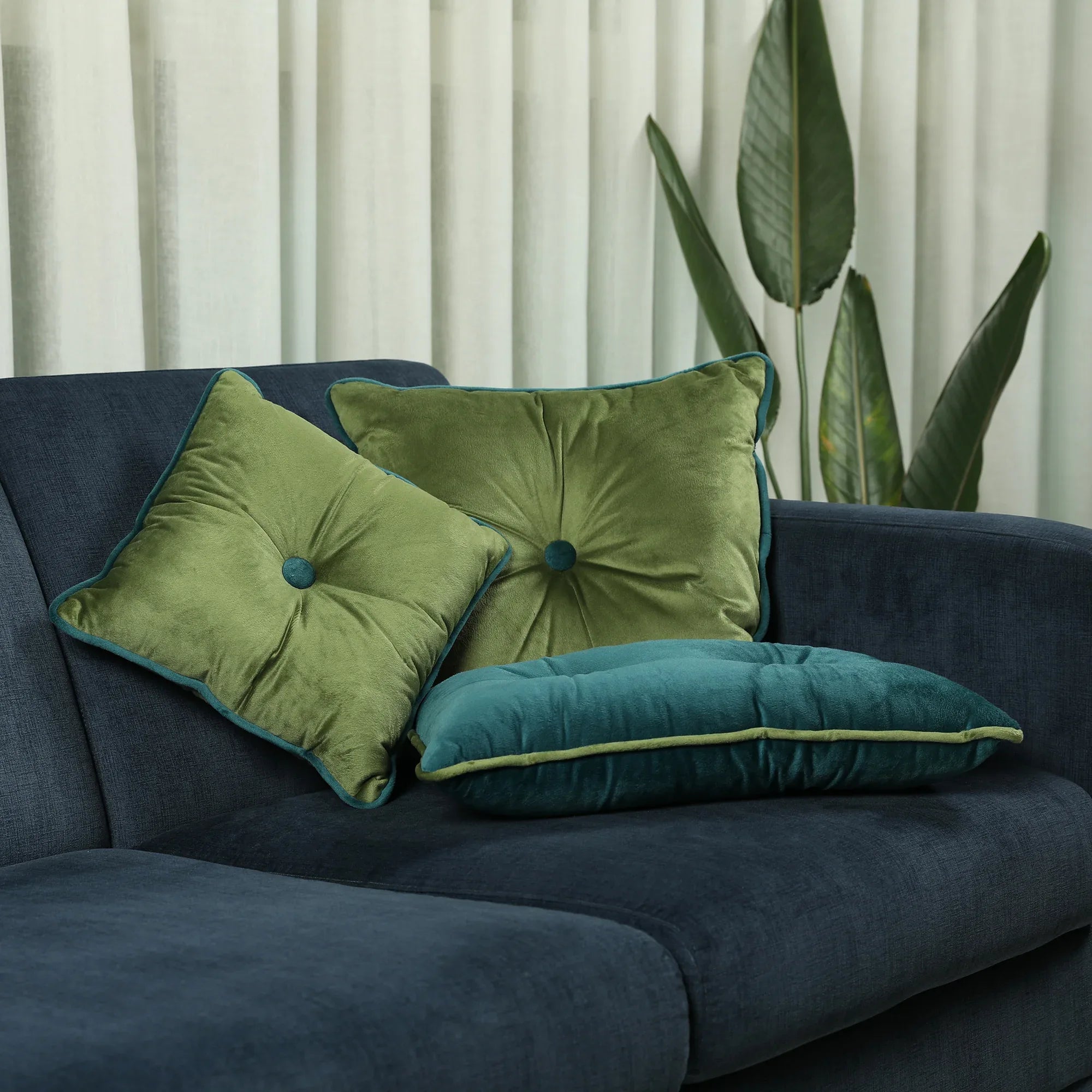 Velvet Solid Dori Filled Cushion Sage, 30X30cm - HomeTown