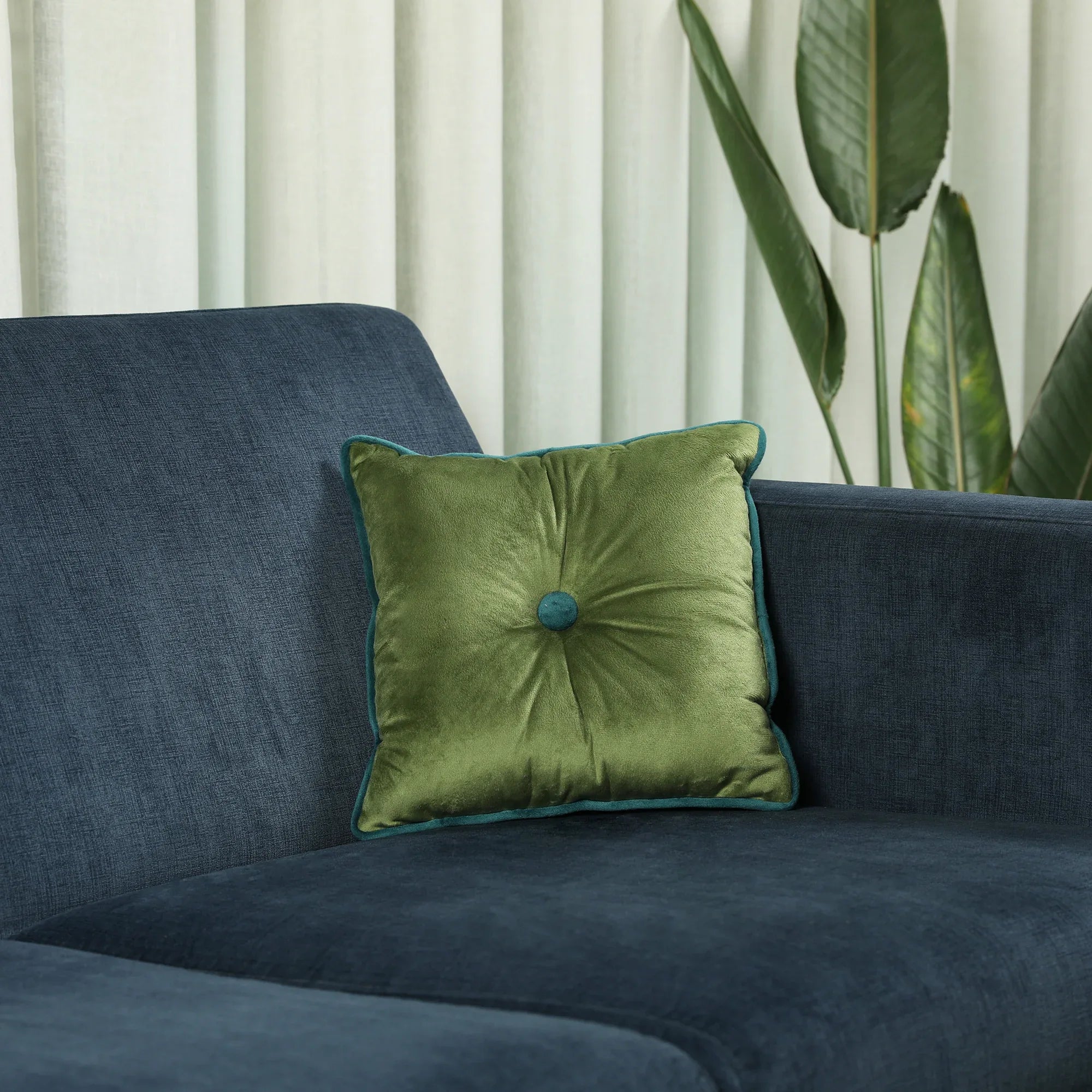 Velvet Solid Dori Filled Cushion Sage, 30X30cm - HomeTown