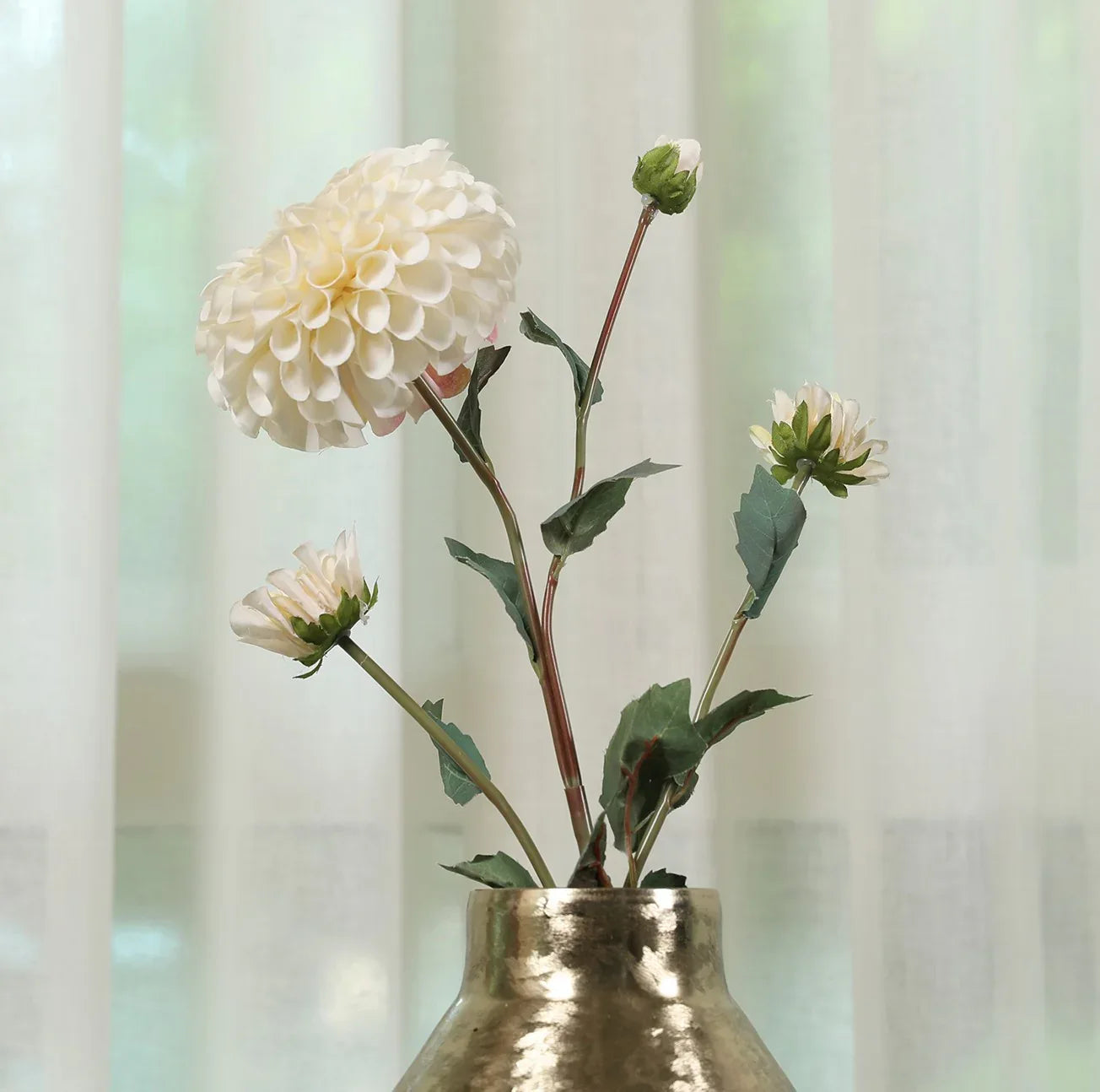 Blume Artificial Flower Dahlia Stem 78cm in White Colour By Living Essence - HomeTown