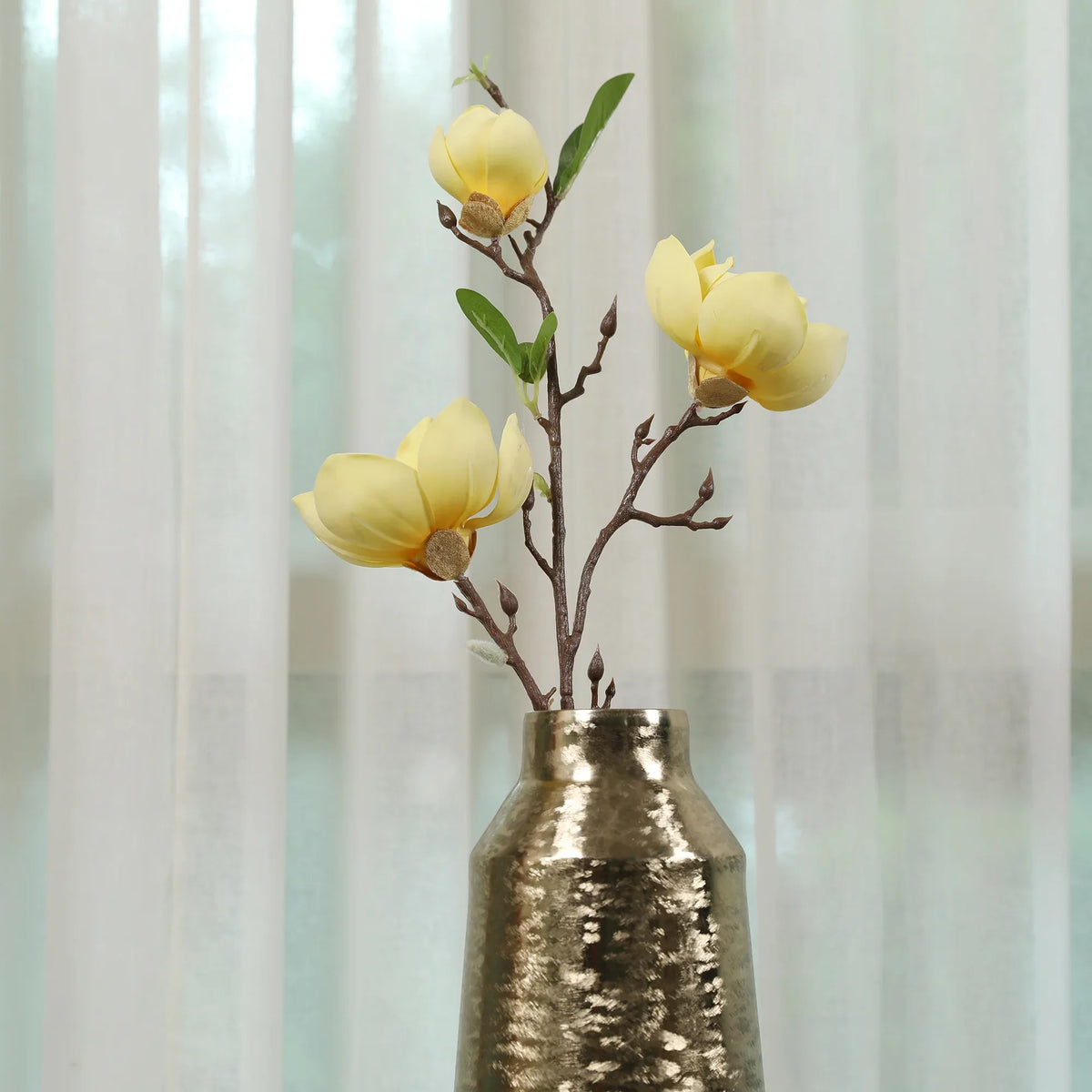 Blume Artificial Flower Magnolia Stem 94cm in Yellow Colour By Living Essence - HomeTown